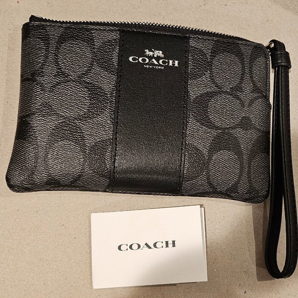 Genuine Leather Coach wristlet wallet bag purse